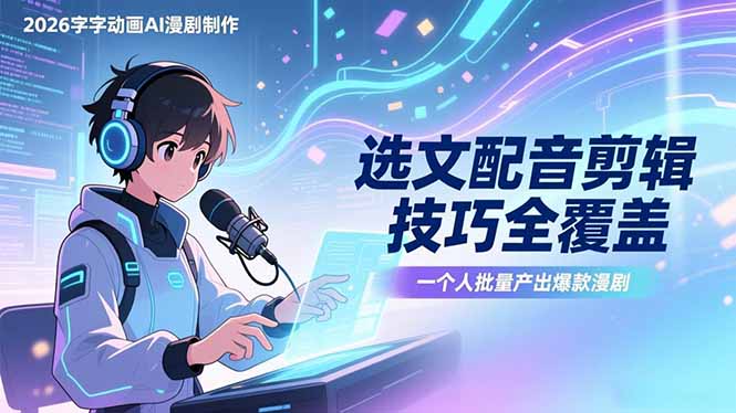 （17477期）2026字字动画AI漫剧制作-1期，选文配音剪辑技巧全覆盖，一个人就能批量产出爆款漫剧_生财有道创业项目网-生财有道