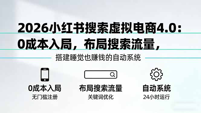 (17659期)2026小红书搜索虚拟电商4.0:0成本入局,布局搜索流量,搭建睡觉也赚钱的自动系统_生财有道创业项目网-生财有道