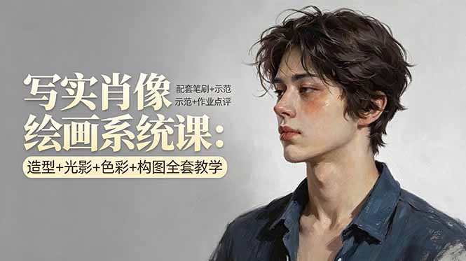 （17967期）写实肖像绘画系统课：造型+光影+色彩+构图全套教学，配套笔刷+示范+作业点评_生财有道创业项目网-生财有道
