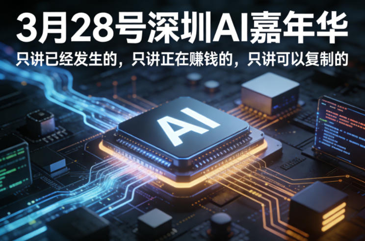 3月28号深圳AI嘉年华，只讲已经发生的，只讲正在賺钱的，只讲可以复制的——生财有道创业项目网-生财有道