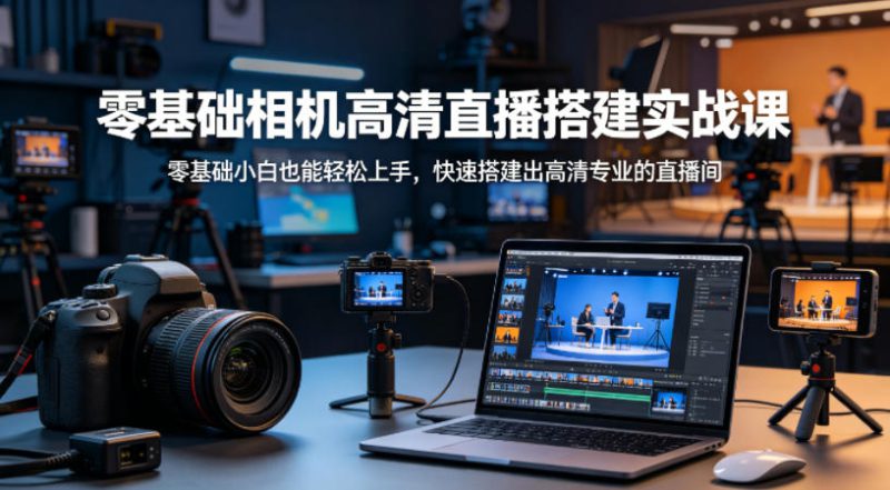 零基础相机高清直播间搭建实战课，小白也能轻松上手，快速搭建出高清专业的直播间——生财有道创业项目网-生财有道