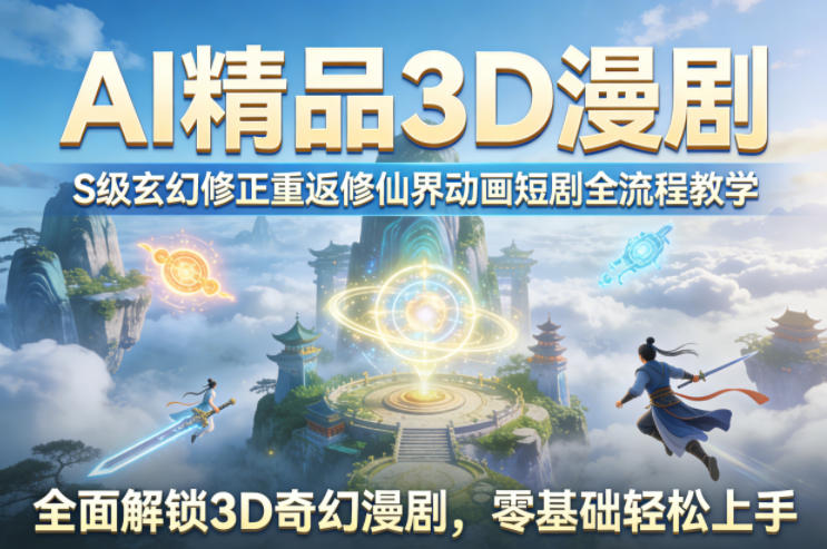 AI精品3D漫剧S级玄幻修正重返修仙界动画短剧全流程教学，全面解锁3D奇幻漫剧，零基础轻松上手——生财有道创业项目网-生财有道