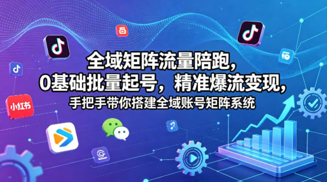 全域矩阵流量陪跑，0基础批量起号，精准爆流变现，手把手带你搭建全域账号矩阵系统——生财有道创业项目网-生财有道