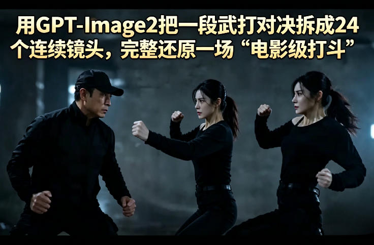 用GPT-Image2把一段武打对决拆成24个连续镜头，完整还原一场“电影级打斗”——生财有道创业项目网-生财有道