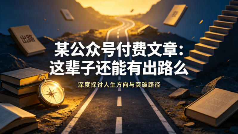 某公众号付费文章：这辈子还能有出路么——生财有道创业项目网-生财有道