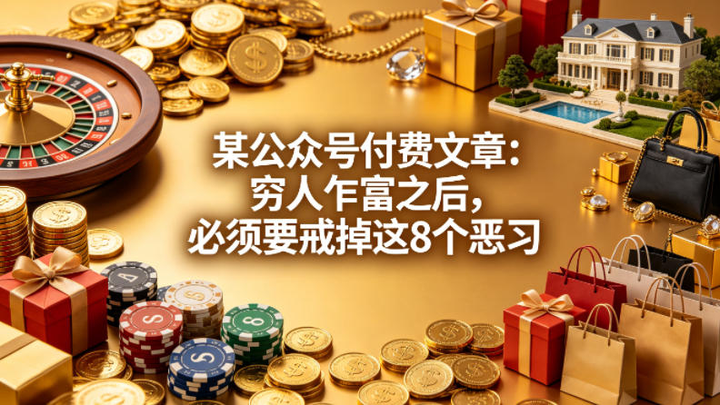 某公众号付费文章：穷人乍富之后，必须要戒掉这8个恶习——生财有道创业项目网-生财有道