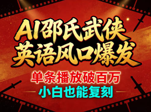 AI邵氏武侠英语风口爆发，单条播放破百万，小白也能复刻——生财有道创业项目网-生财有道