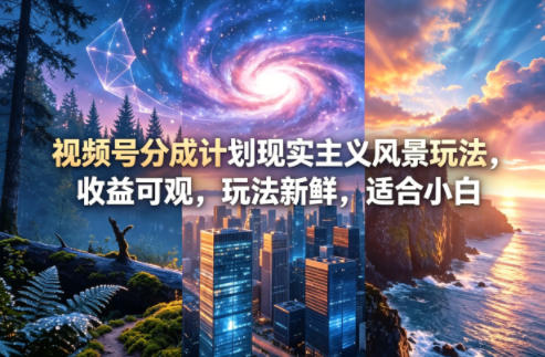 视频号分成计划现实主义风景玩法，收益可观，玩法新鲜，适合小白——生财有道创业项目网-生财有道