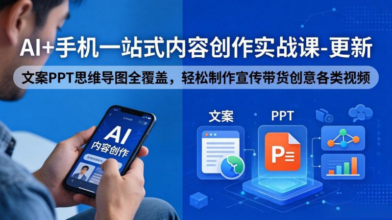 （18204期）AI+手机一站式内容创作实战课-更新，文案PPT思维导图全覆盖，轻松制作宣传带货创意各类视频_生财有道创业项目网-生财有道