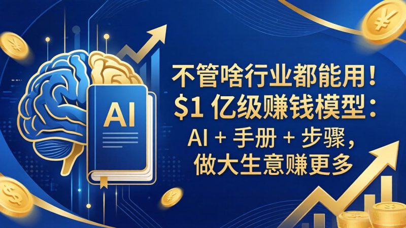 （18055期）不管啥行业都能用！$1 亿级赚钱模型：AI + 手册 + 步骤，做大生意赚更多_生财有道创业项目网-生财有道