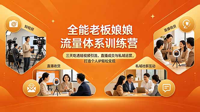 （18187期）全能老板娘流量体系训练营，三天吃透短视频引流、直播成交与私域运营，打造个人IP轻松变现_生财有道创业项目网-生财有道