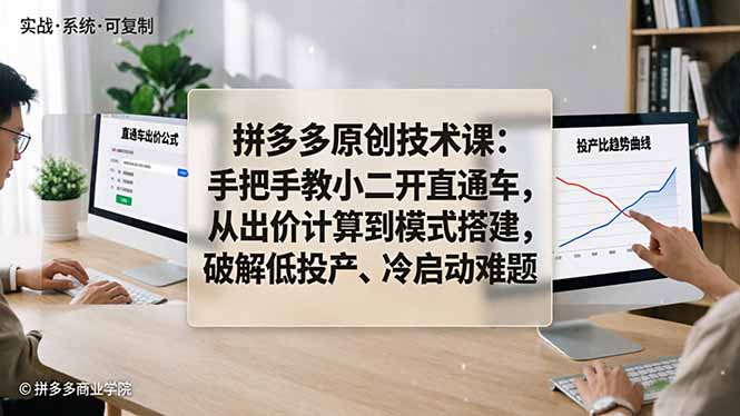 （18159期）拼多多原创技术课：手把手教小二开直通车，从出价计算到模式搭建，破解低投产、冷启动难题_生财有道创业项目网-生财有道