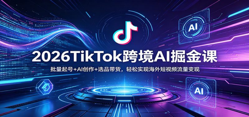 2026TikTok跨境AI掘金课:批量起号+AI创作+选品带货,轻松实现海外短视频流量变现_生财有道创业网-生财有道