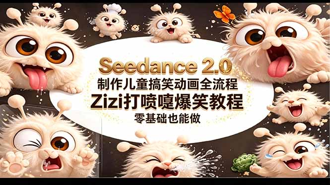 （18211期）Seedance 2.0 制作儿童搞笑动画全流程Zizi打喷嚏爆笑教程｜零基础也能做_生财有道创业项目网-生财有道