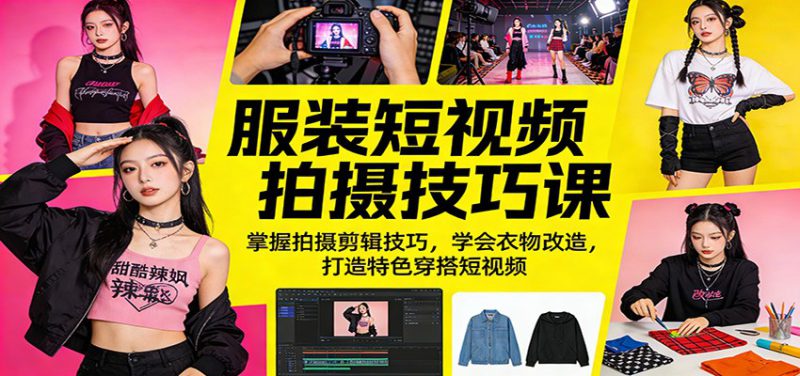 服装短视频拍摄技巧课:掌握拍摄剪辑技巧,学会衣物改造,打造特色穿搭短视频_生财有道创业网-生财有道