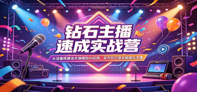 钻石主播速成实战营：从设备搭建话术演唱到AI应用，全方位打造全能娱乐主播_生财有道创业网-生财有道