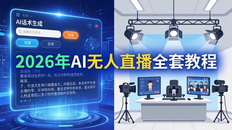 (17953期)2026年AI无人直播全套教程:OBS安装+软件配置+直播间搭建+话术生成+一键开播实操_生财有道创业项目网-生财有道