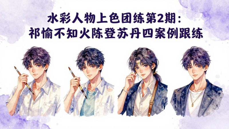 (17954期)水彩人物上色团练第2期:祁煜不知火陈登苏丹四案例跟练,手把手提升绘画能力_生财有道创业项目网-生财有道