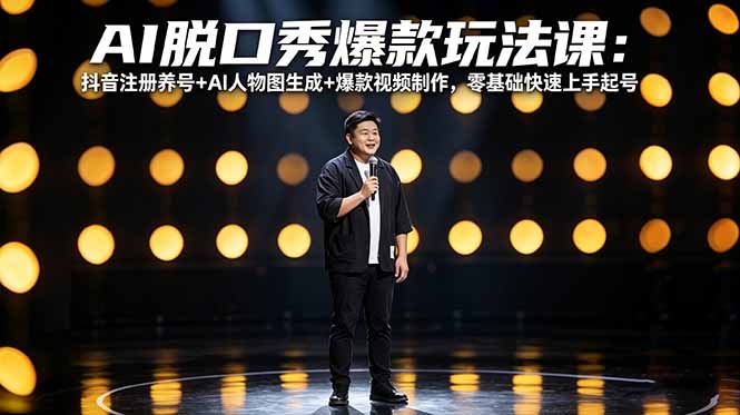 (18012期)AI脱口秀爆款玩法课:抖音注册养号+AI人物图生成+爆款视频制作,零基础快速上手起号_生财有道创业项目网-生财有道