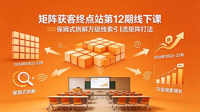 （18603期）矩阵获客终点站第12期线下课 2026年5月22-23号 保姆式拆解万级线索引流矩阵打法_生财有道创业项目网-生财有道