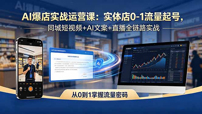 （18451期）AI爆店实战运营课：实体店0-1流量起号，同城短视频+AI文案+直播全链路实战_生财有道创业项目网-生财有道