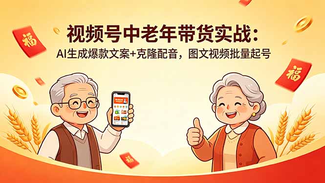 （18396期）视频号中老年带货实战：AI生成爆款文案+克隆配音，图文视频批量起号_生财有道创业项目网-生财有道