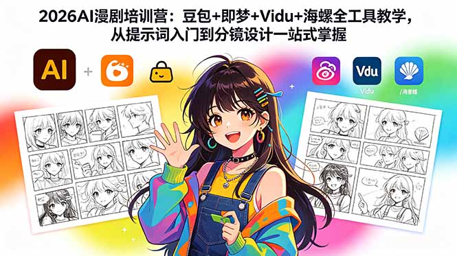 （18607期）2026AI漫剧培训营：豆包+即梦+Vidu+海螺全工具教学，从提示词入门到分镜设计一站式掌握_生财有道创业项目网-生财有道