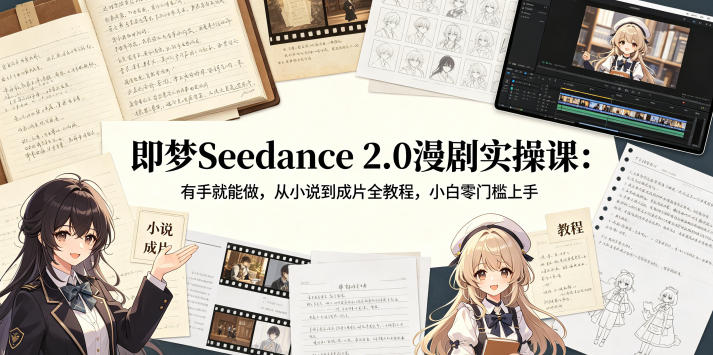 即梦Seedance 2.0漫剧实操课：有手就能做，从小说到成片全教程，小白零门槛上手——生财有道创业项目网-生财有道