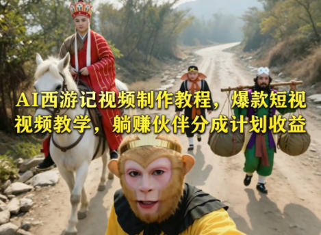 AI西游记视频制作教程，爆款短视频教学，躺賺伙伴分成计划收益——生财有道创业项目网-生财有道