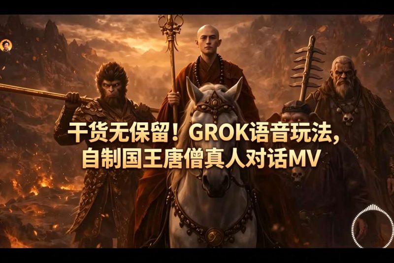 干货无保留！GROK语音玩法，自制国王唐僧真人对话MV——生财有道创业项目网-生财有道