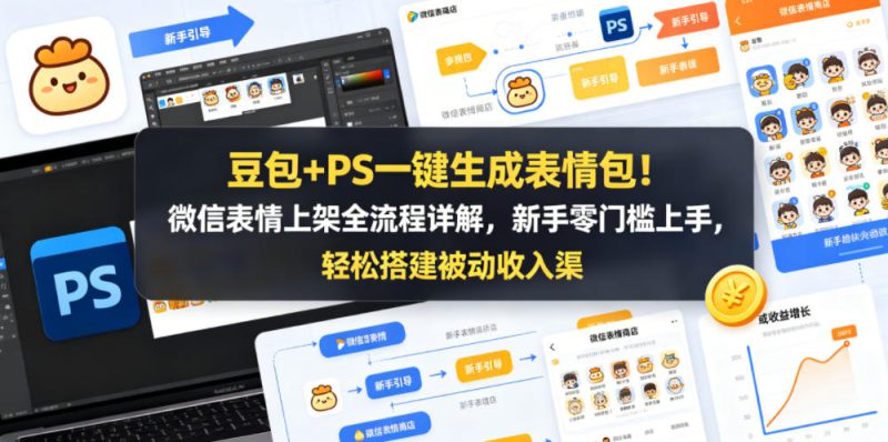 豆包+PS一键生成表情包！微信表情上架全流程详解，新手零门槛上手，轻松搭建被动收入渠道——生财有道创业项目网-生财有道