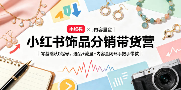小红书饰品分销带货营｜零基础从0起号，选品+流量+内容全闭环手把手带教——生财有道创业项目网-生财有道