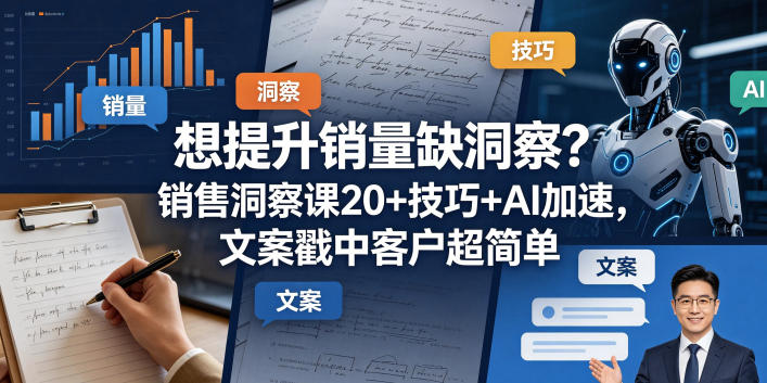 想提升销量缺洞察？销售洞察课20+技巧+AI加速，文案戳中客户超简单【原创双语字幕】——生财有道创业项目网-生财有道