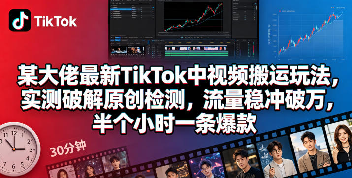某大佬最新TikTok中视频搬运玩法，实测破解原创检测，流量稳冲破万，半个小时一条爆款——生财有道创业项目网-生财有道