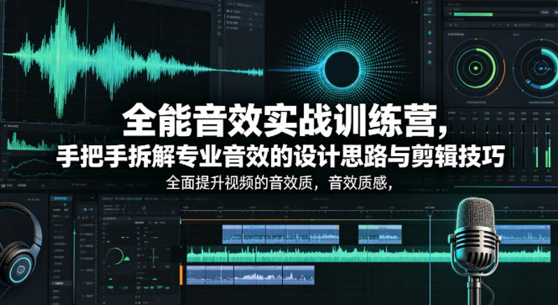 全能音效实战训练营，手把手拆解专业音效的设计思路与剪辑技巧，全面提升视频的音效质感——生财有道创业项目网-生财有道