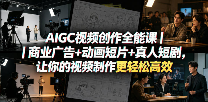 AIGC视频创作全能课｜商业广告+动画短片+真人短剧，让你的视频制作更轻松高效——生财有道创业项目网-生财有道