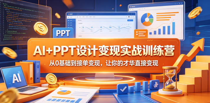 AI+PPT设计变现实战训练营，从0基础到接单变现，让你的才华直接变现——生财有道创业项目网-生财有道