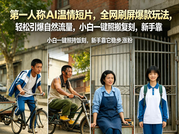 第一人称AI温情短片，全网刷屏爆款玩法，轻松引爆自然流量，小白一键照搬复刻，新手靠它稳步涨粉——生财有道创业项目网-生财有道