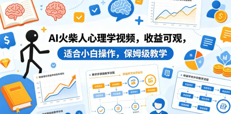 AI火柴人心理学视频，收益可观，适合小白操作，保姆级教学——生财有道创业项目网-生财有道