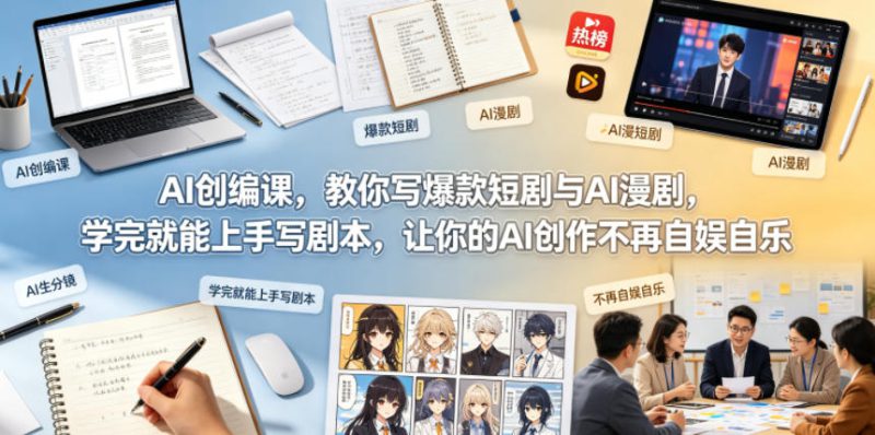AI创编课，教你写爆款短剧与AI漫剧，学完就能上手写剧本，让你的AI创作不再自娱自乐——生财有道创业项目网-生财有道