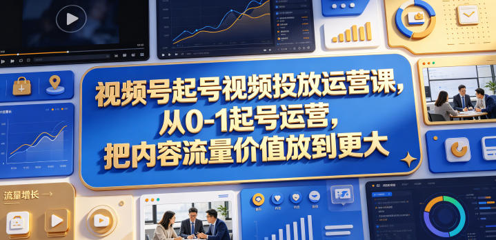视频号起号视频投放运营课，从0-1起号运营，把内容流量价值放到更大——生财有道创业项目网-生财有道