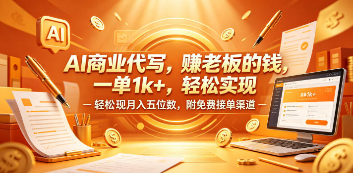 AI商业代写，賺老板的钱，一单1k+，轻松实现月入五位数，附免费接单渠道【揭秘】——生财有道创业项目网-生财有道
