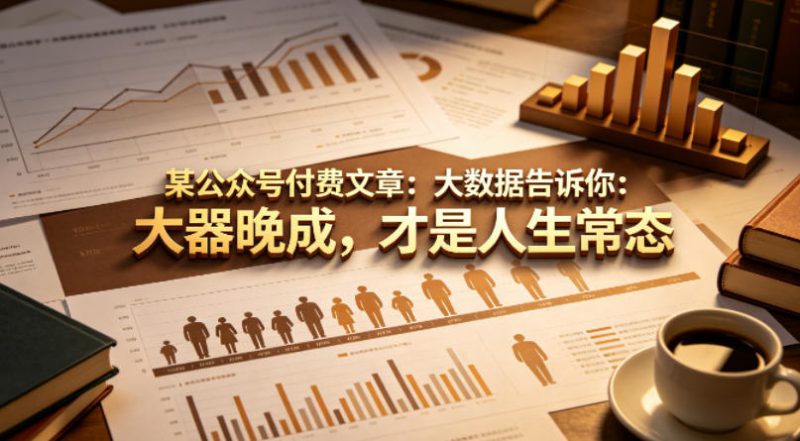 某公众号付费文章：大数据告诉你：大器晚成，才是人生常态——生财有道创业项目网-生财有道