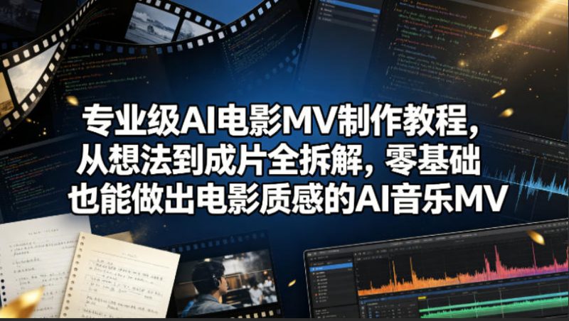 专业级AI电影MV制作教程，从想法到成片全拆解，零基础也能做出电影质感的AI音乐MV——生财有道创业项目网-生财有道