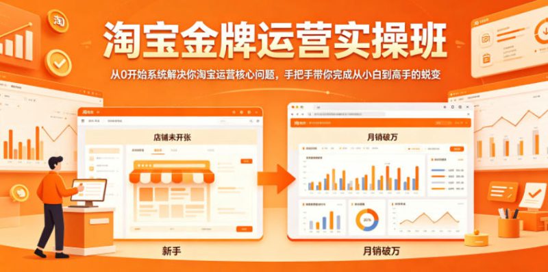 淘宝金牌运营实操班，从0开始系统解决你淘宝运营核心问题，手把手带你完成从小白到高手的蜕变——生财有道创业项目网-生财有道