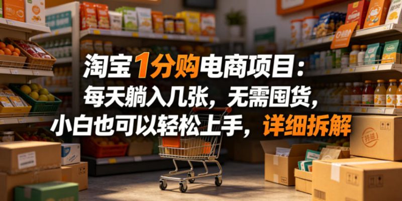 淘宝1分购电商项目：每天躺入几张，无需囤货，小白也可以轻松上手，详细拆解——生财有道创业项目网-生财有道