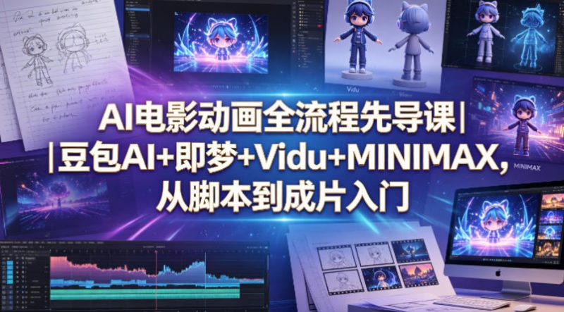 AI电影动画全流程先导课｜豆包AI+即梦+Vidu+MINIMAX，从脚本到成片入门——生财有道创业项目网-生财有道
