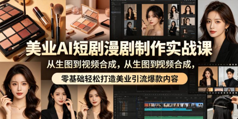 美业AI短剧漫剧制作实战课，从生图到视频合成，零基础轻松打造美业引流爆款内容——生财有道创业项目网-生财有道