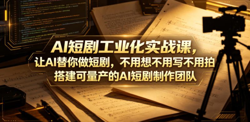 AI短剧工业化实战课，让AI替你做短剧，不用想不用写不用拍，搭建可量产的AI短剧制作团队——生财有道创业项目网-生财有道