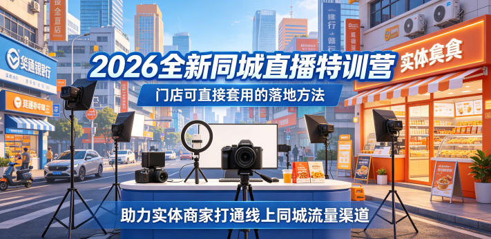 2026全新同城直播特训营，门店可直接套用的落地方法，助力实体商家打通线上同城流量渠道——生财有道创业项目网-生财有道